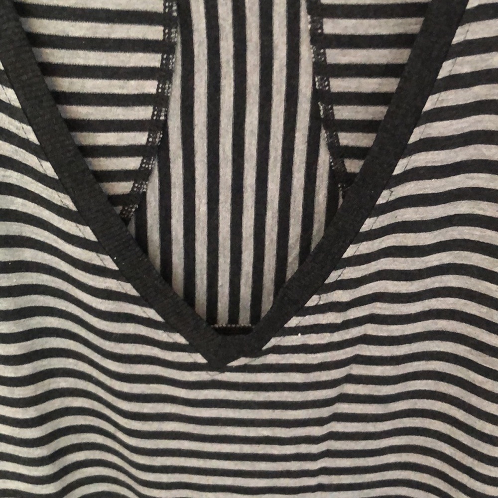 Athleta Short Sleeved Gray White Stripped  dress - Picture 2 of 8